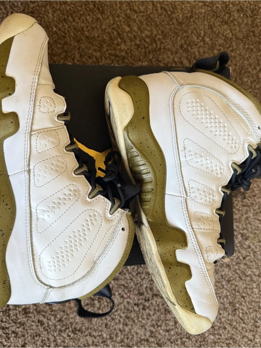 Jordan Kids' White and Olive High-Top Sneakers